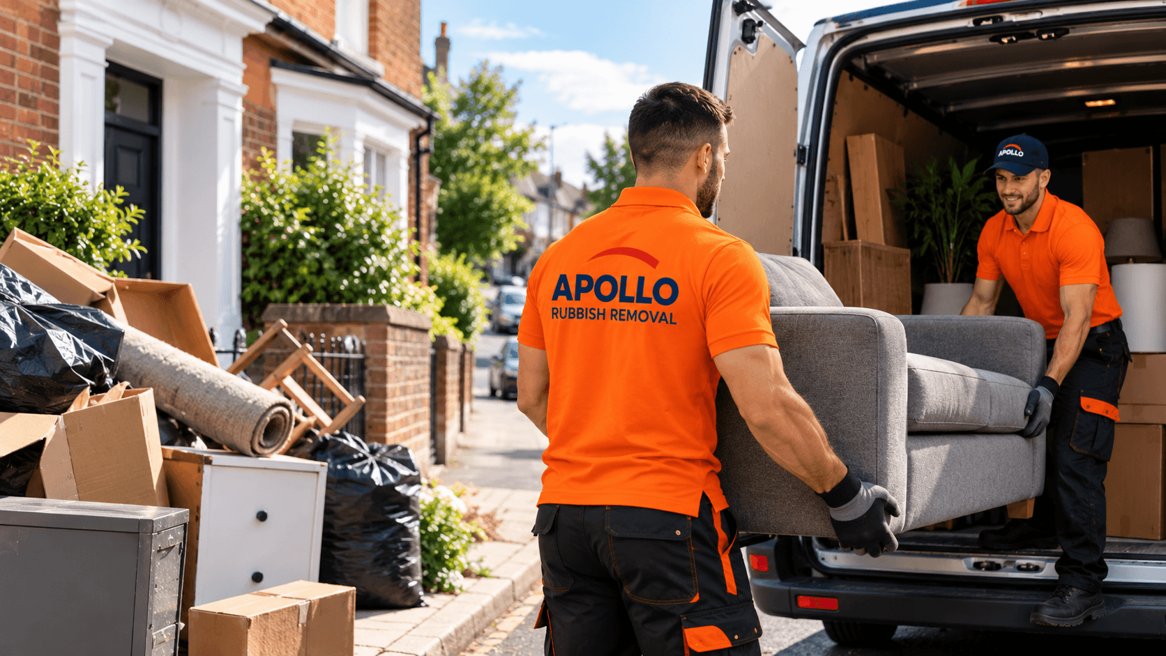 Same day rubbish collection van being loaded