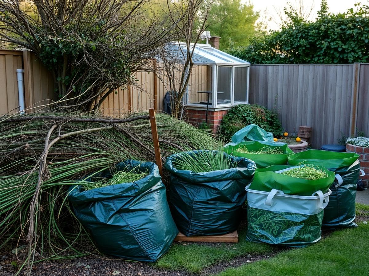 Garden waste, branches and clippings ready for collection
